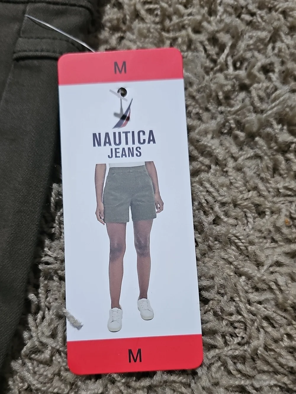NWT Nautica Jeans Co. Shorts Olive Green Stretch Medium Twill Porkchop Utility